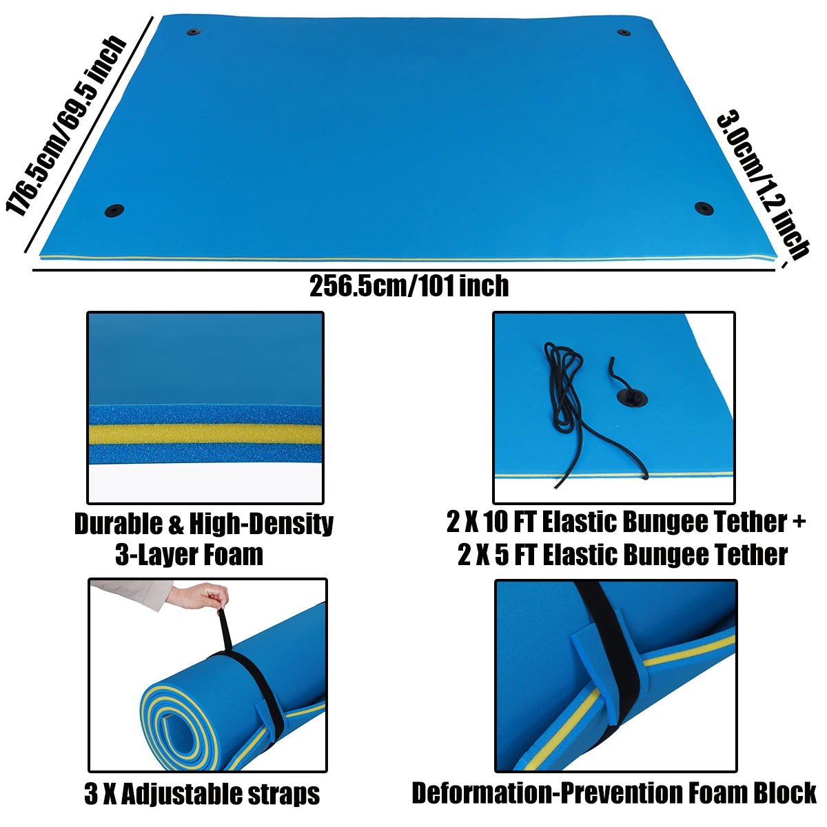HALLOLURE Floating Water Pad Mat for Pool Beach Lake Fun
