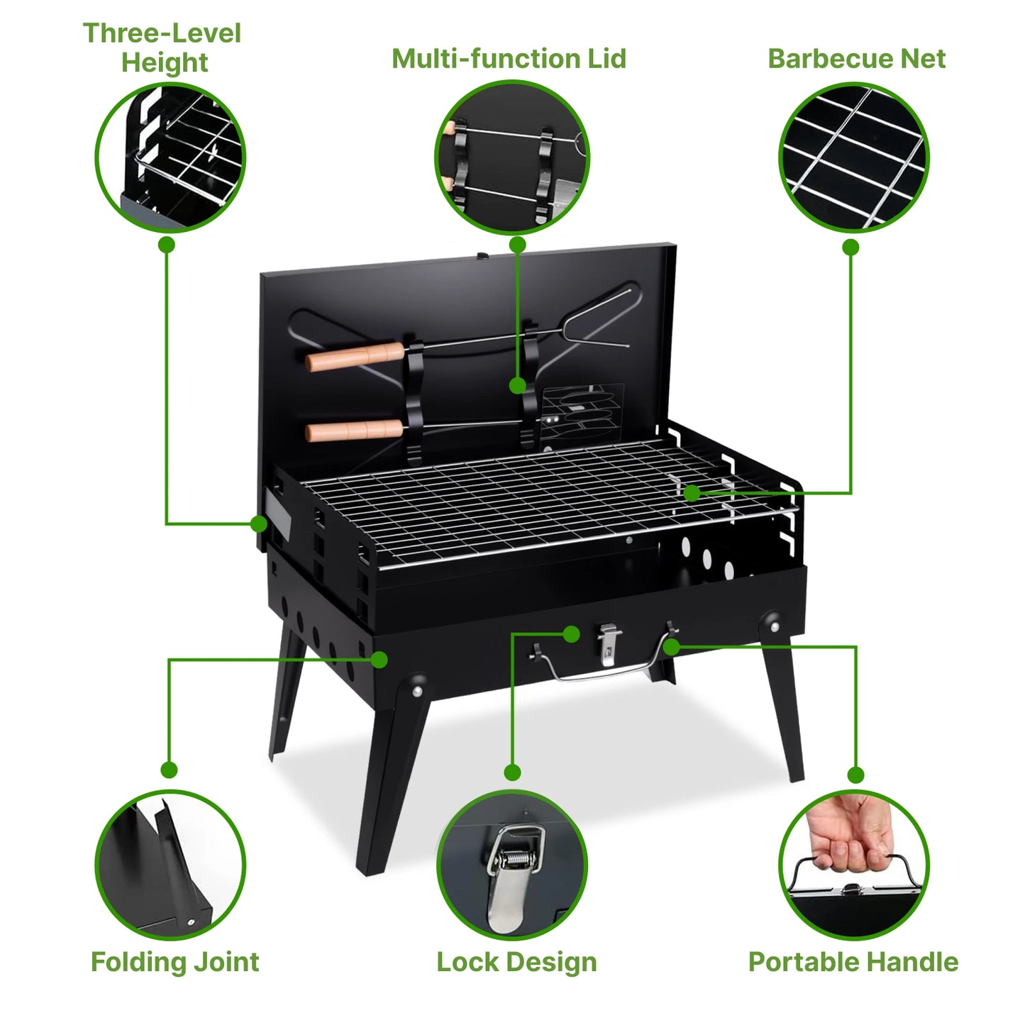 Hign-concerned Portable Charcoal Grill Foldable BBQ Outdoor - Mr. Oliver's Market