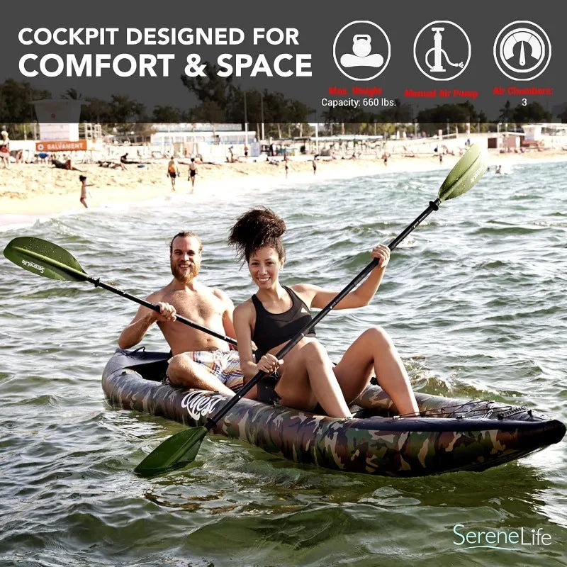 Inflatable 2 Person Kayak With PVC Paddles Pump Kit - Mr. Oliver's Market