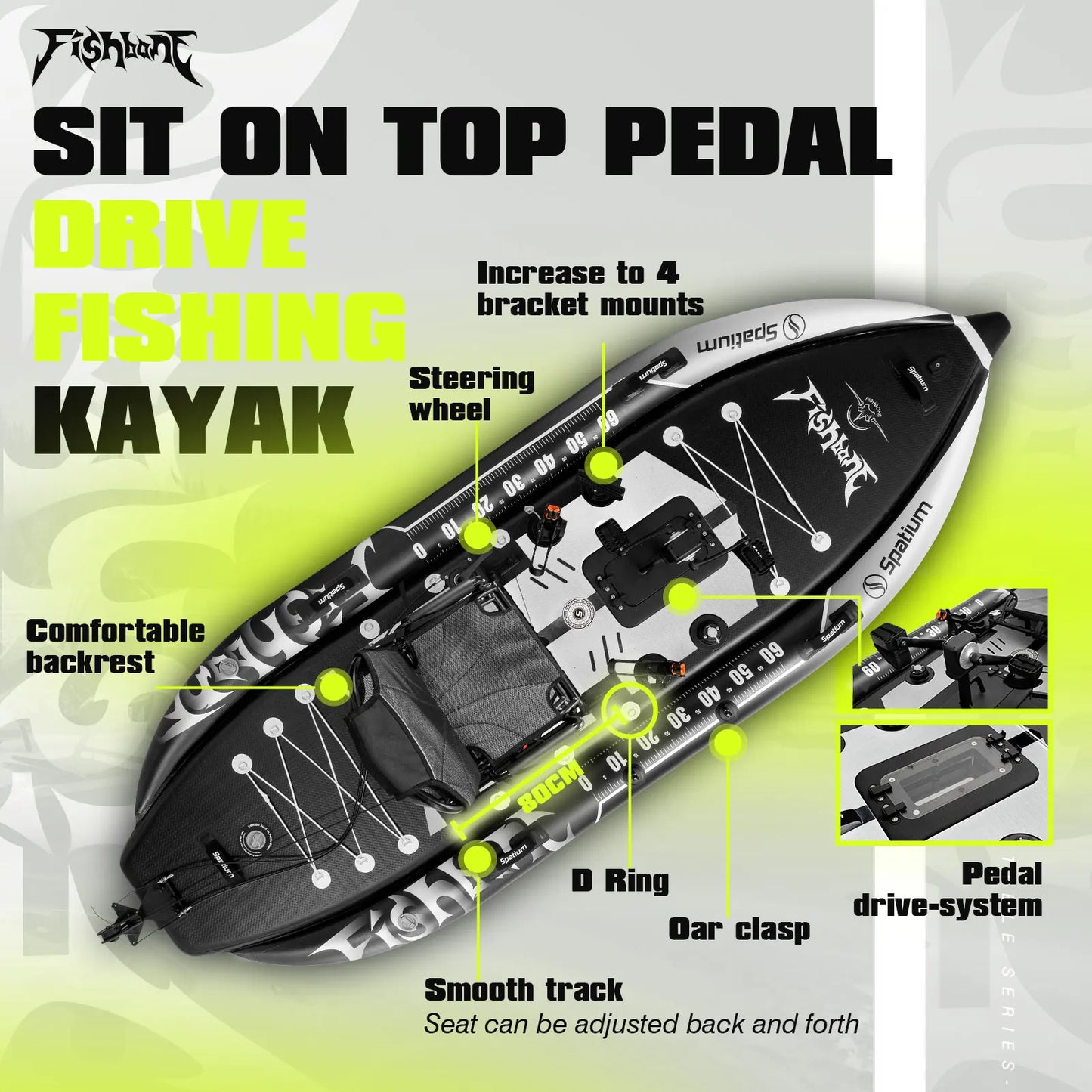 Spatium Fishing Kayak Pedal Drive Sit-On-Top Power System - Mr. Oliver's Market