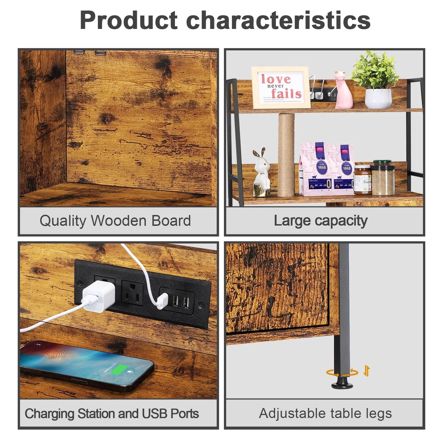 Closure Cat Litter Box Enclosure With Storage Shelves Charging Station