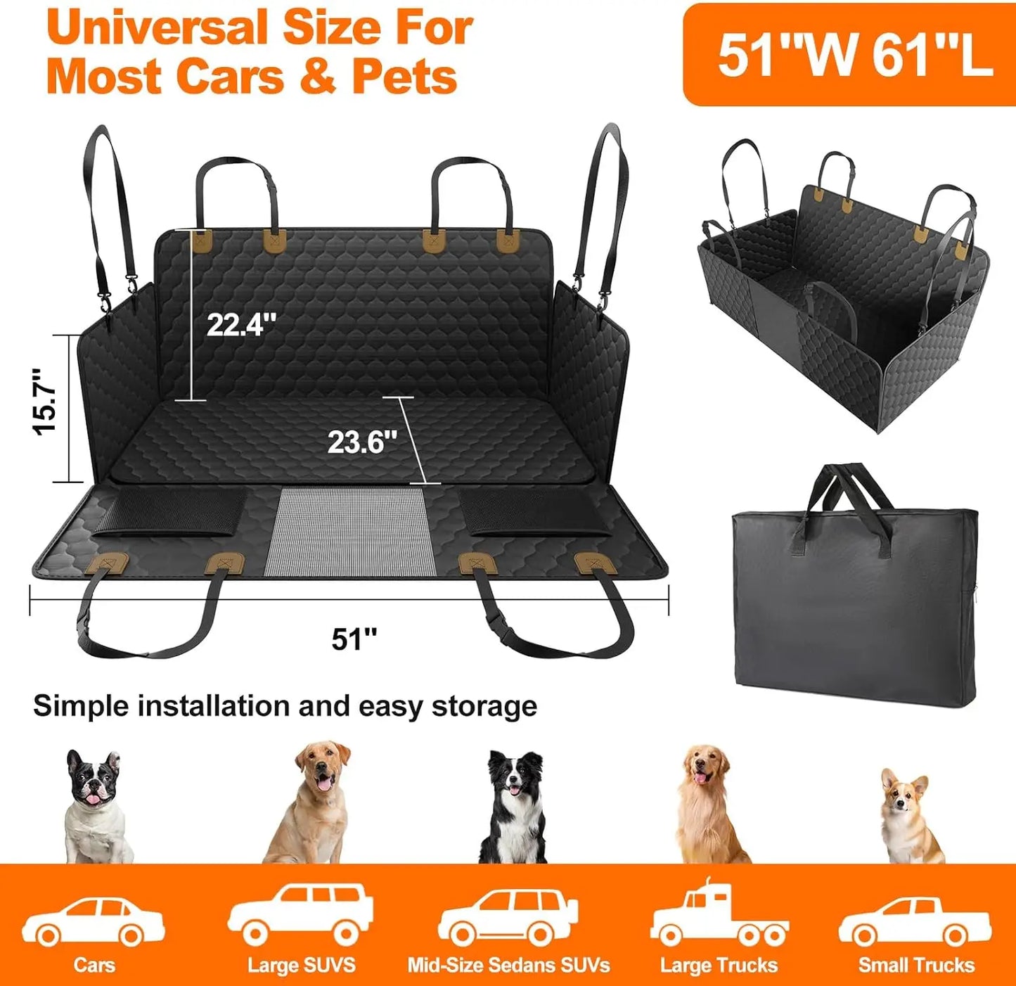Waterproof Pet Travel Accessories Foldable Dog Car Seat Safety Hammock Trunk Mat Rear Back Seat Protector - Mr. Oliver's Market