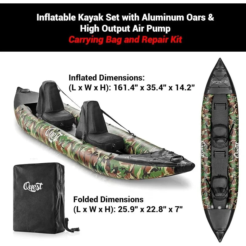 Inflatable 2 Person Kayak With PVC Paddles Pump Kit - Mr. Oliver's Market